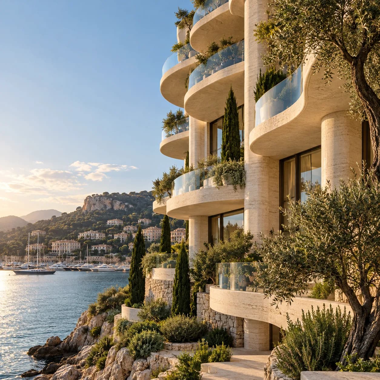 Harbour-front residences with curved balconies
