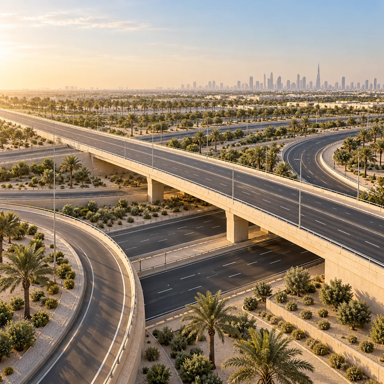 Expressway interchange with landscaped verges
